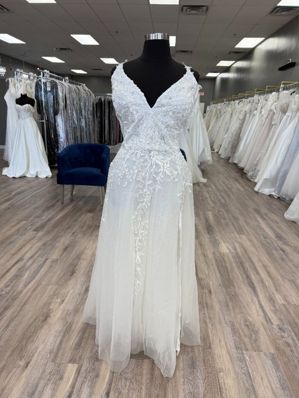 Stella Couture Sparkling Ivory A-Line Dress